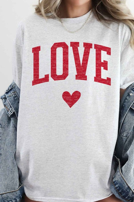 LOVE HEART VALENTINES OVERSIZED GRAPHIC TEE