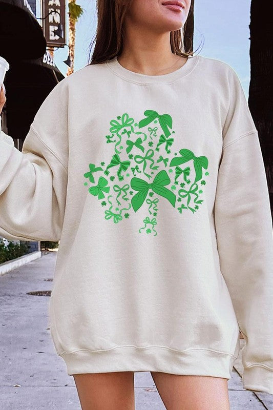 Shamrock Coquette Bow Graphic Sweatshirt