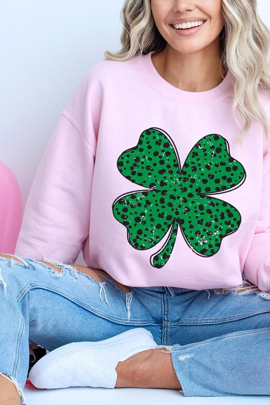 Dalmatian Four Leaf Clover Graphic Sweatshirt