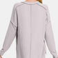 Zenana Texture Exposed Seam V-Neck Long Sleeve T-Shirt