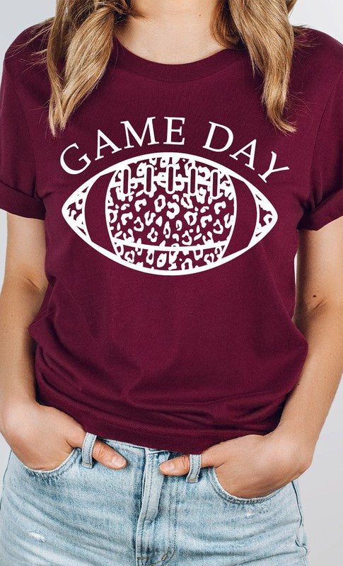 Game Day Leopard Spot White Football Graphic Tee