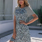 Ivy Lane Leopard Round Neck Short Sleeve Mini Dress
