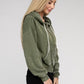 Acid Wash Fleece Cropped Zip-Up Hoodie