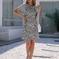 Ivy Lane Leopard Round Neck Short Sleeve Mini Dress