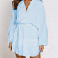 Ruffled Notched Balloon Sleeve Mini Dress