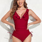 Crisscross Ruffled Wide Strap One-Piece Swimwear