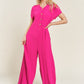 TEXTURED SHORT SLEEVE JUMPSUIT