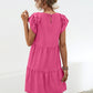 Ruffled Round Neck Cap Sleeve Mini Dress