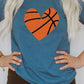 Distressed Basketball Hearts Sports Graphic Tee