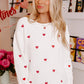 Red Heart Shape Drop Shoulder Round Neck Sweater