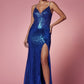 Embellished Sequin Illusion V-Neck Long Prom Dress NXS1016_1