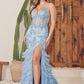 Embellished Feather Skirt V-Neck Open V-Back Side Slit Long Prom Dress NXC1119_7