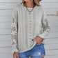 Openwork Lantern Sleeve Dropped Shoulder Sweater