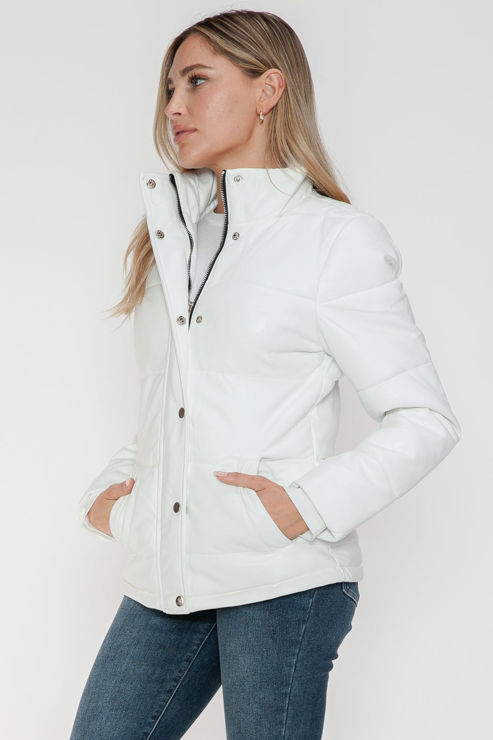 YMI Pocketed Zip Up Turtleneck Puffer Jacket