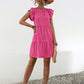 Ruffled Round Neck Cap Sleeve Mini Dress