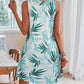 Lace Detail Printed V-Neck Sleeveless Dress
