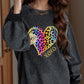 Leopard Heart Drop Shoulder Long Sleeve Sweatshirt