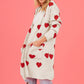 Heart Graphic Open Front Cardigan with Pockets