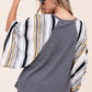 WAFFLE STRIPE MIX KIMONO TOP