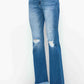 bytos Full Size Raw Hem Distressed High Rise Bootcut Jeans