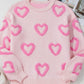 High-Low Heart Round Neck Long Sleeve Sweater