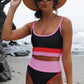 Color Block Spaghetti Strap Two-Piece Swim Set