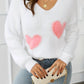 Heart V-Neck Long Sleeve Sweater