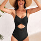 Crisscross Cutout V-Neck One-Piece Swimwear