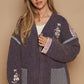 POL Embroidered Open Front Long Sleeve Jacket