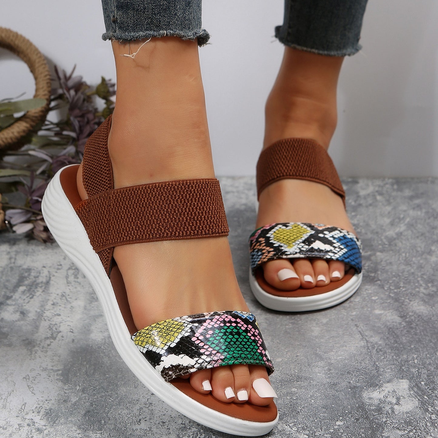 Boho Elastic Strap Comfort Sandals