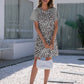 Ivy Lane Leopard Round Neck Short Sleeve Mini Dress