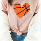 Distressed Basketball Hearts Sports Graphic Tee