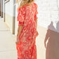 Can't Look Away Coral Notch Neck Scallop Trim Smock Sleeve Midi Dress