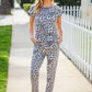 Be Bold Beige & Black Animal Print Elastic Waist Banded Legs Jumpsuit