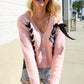 Find Love Pink Bow Detail Button Down Chunky Sweater Cardigan