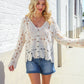 Boho Vibes Ivory Hand Crochet Patchwork Long Sleeve Top