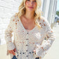 Boho Vibes Ivory Hand Crochet Patchwork Long Sleeve Top