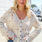 Boho Vibes Ivory Hand Crochet Patchwork Long Sleeve Top