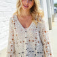 Boho Vibes Ivory Hand Crochet Patchwork Long Sleeve Top
