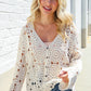 Boho Vibes Ivory Hand Crochet Patchwork Long Sleeve Top