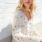 Boho Vibes Ivory Hand Crochet Patchwork Long Sleeve Top