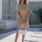 Ivy Lane Leopard Round Neck Short Sleeve Mini Dress