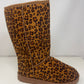 WILD DIVA Leopard Suede Round Toe Boots