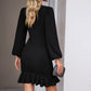 Devine Ruched Ruffled Balloon Sleeve Mini Dress