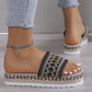 Geometric Woven Platform Slide Sandals