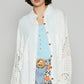 POL Openwork Lantern Sleeve Button Down Gauze Shirt