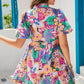 Floral Notched Neck Ruffle Hem Dress