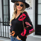 Angel Wings Lip V-Neck Drop Shoulder Sweater