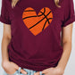 Distressed Basketball Hearts Sports Graphic Tee