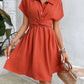 Collared Neck Short Sleeve Twisted Dress